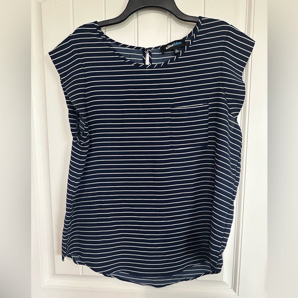 Navy striped blouse top
